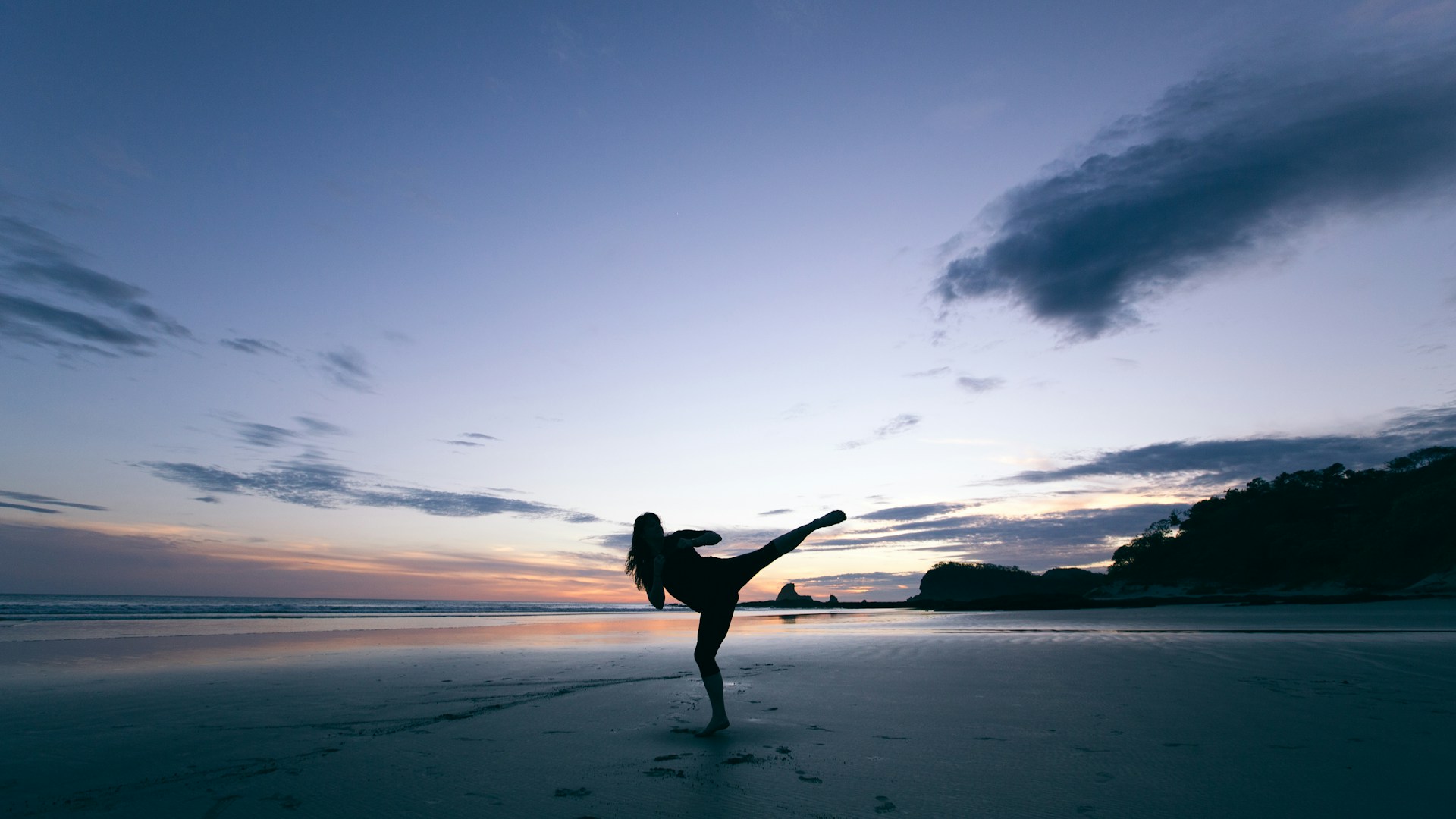 Kung fu practitioner in powerful training stance